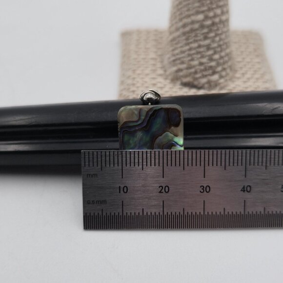 Size 8 Sterling Silver Square Abalone Floral Scrolled Band Ring A4232 - Picture 8 of 9